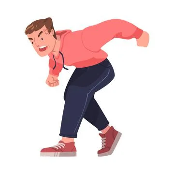 Man Aggressor with Fist Abusing and Insulting Weak Vector Illustration Stock Illustration