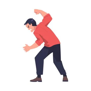 Man Aggressor with Fist Abusing and Insulting Weak Vector Illustration Illustrazione stock