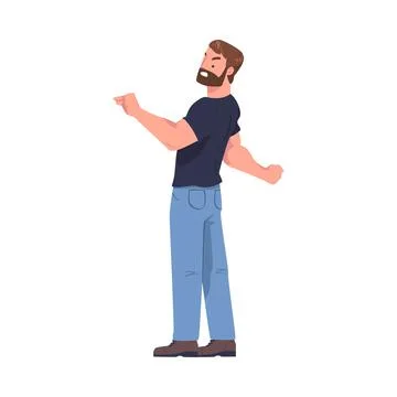 Man Aggressor with Fist Abusing and Insulting Weak Vector Illustration Illustrazione stock