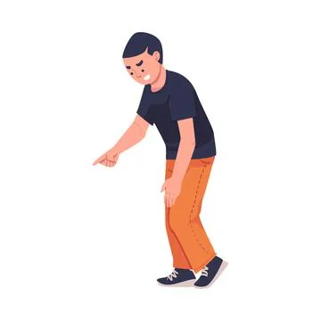 Man Aggressor Pointing Finger Abusing and Insulting Weak Vector Illustration Illustrazione stock