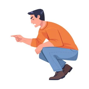 Man Aggressor Pointing Finger Abusing and Insulting Weak Vector Illustration Stock Illustration