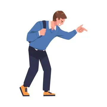 Man Aggressor Pointing Finger Abusing and Insulting Weak Vector Illustration Illustrazione stock