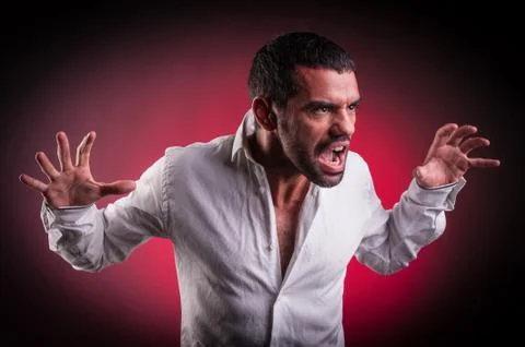 Man with agressive look Stock Photos