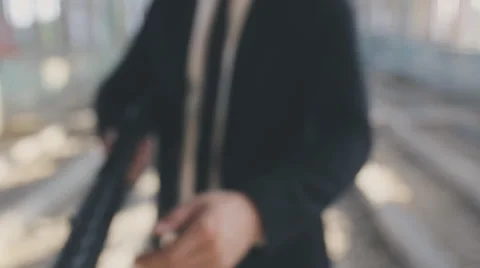 Man aim shotgun Stock Footage 67395435