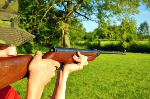 Man with airgun Stock Photos