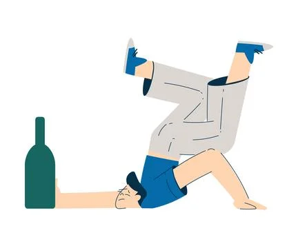 Man with Alcoholism Addiction as Social Problem Vector Illustration Stock Illustration