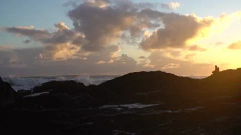 Man Alone On Rock At Seas Stock Footage 163276819