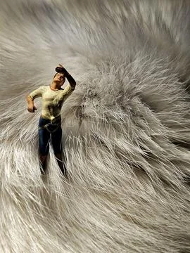 Man among soft fur Foto stock