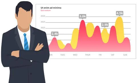 Man analyses digital report with data. Statistical indicators and graphic 스톡 일러스트