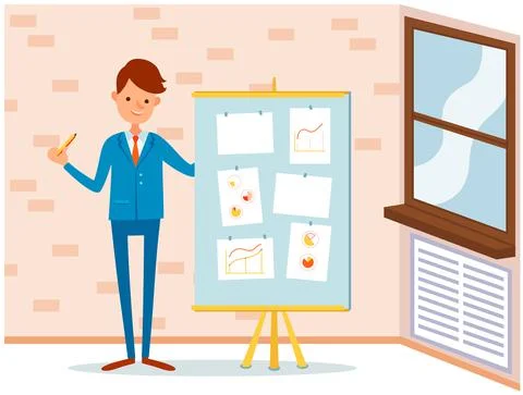 Man analyses digital report with data. Statistical indicators and graphic 스톡 일러스트