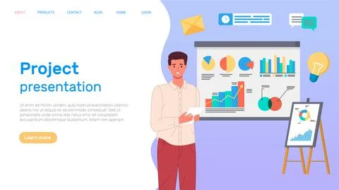Man analyses digital report with data. Statistical indicators and graphic Illustrazione stock
