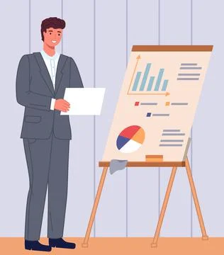 Man analyses digital report with data. Statistical indicators and graphic 스톡 일러스트