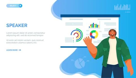 Man analyses digital report with data. Statistical indicators and graphic Illustrazione stock