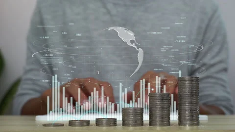 A man analysis business data hologram. business growth concept. Stock Footage 169069765