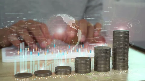 A man analysis business data hologram. business growth concept. Stock Footage 169069768