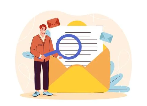 Man analyzing email concept. Vector illustration Stock Illustration