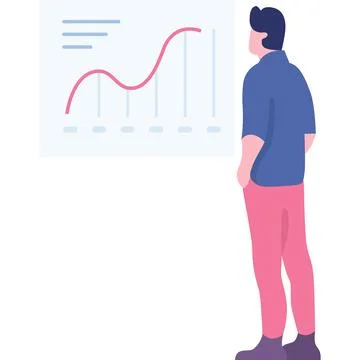 Man analyzing graph vector icon work data chart 스톡 일러스트