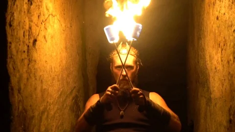 Man is an ancient warrior. Video stock 113313992