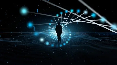 Man and abstract DNA chain rotation Stock-Footage 123678655
