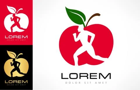 Man and apple logo Stock Illustration