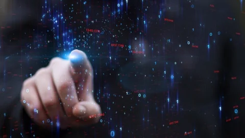 Man and artistic digital computer cyberspace 스톡 동영상 105474122