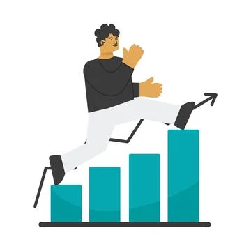 Man and bar chart 库存插图