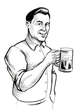 Man and beer Stock Illustration