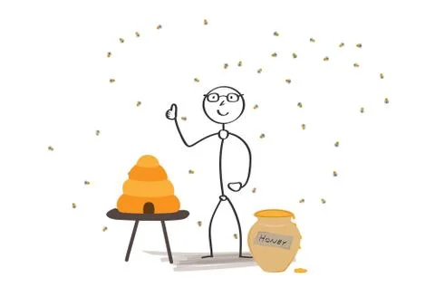Man and bees Stock Illustration
