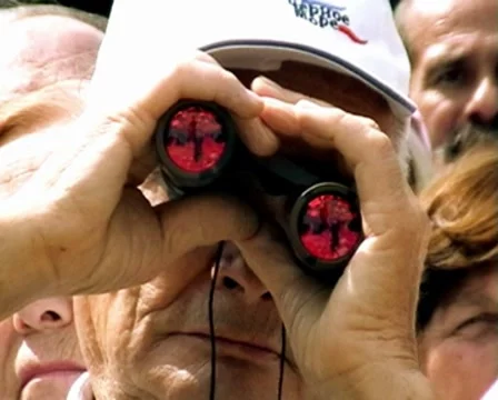 Man and binoculars Stock Footage 8832838