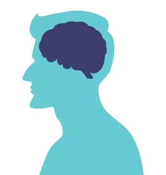 Man and brain side view Illustrazione stock
