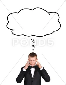 Man and bubble speech Stock Photos