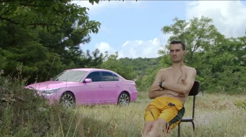 Man and Car Stockbeeldmateriaal 7737651