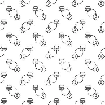 Man and Car vector Car Rental concept line seamless pattern 스톡 일러스트