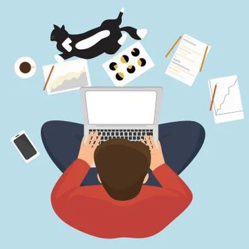 Man and cat ad Stock Illustration