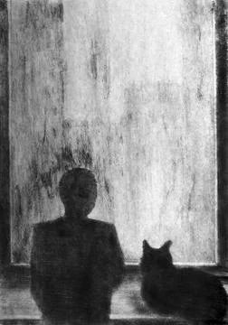 Man and cat Stock Illustration