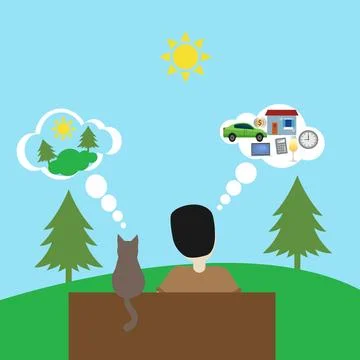 Man and cat Stock Illustration
