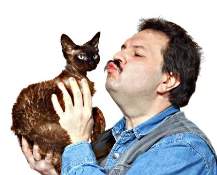 Man and cat Stock Photos