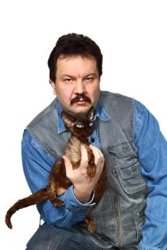 Man and cat Stock Photos