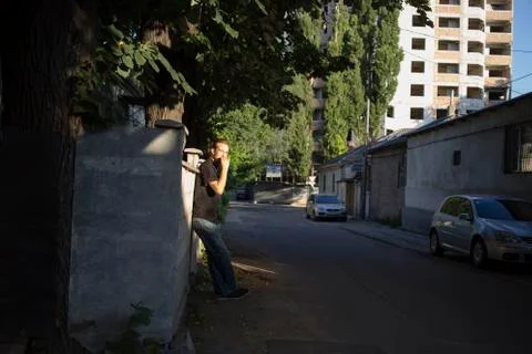 Man and a city. Stock Photos
