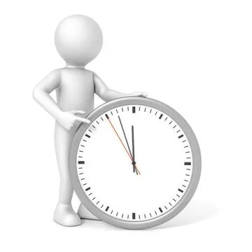 Man and clock An image of a rendered white man pointing to a clock Copyrig... Stock Photos