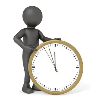 Man and clock An image of a rendered black man pointing to a clock Copyrig... Stock Photos