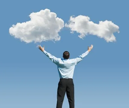 Man and clouds Stockfoto's