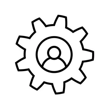 Man and cog icon in flat style Stock Illustration