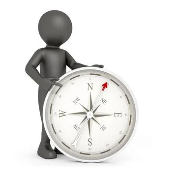 Man and compass An image of a rendered black man pointing to a compass Cop... Stock Photos