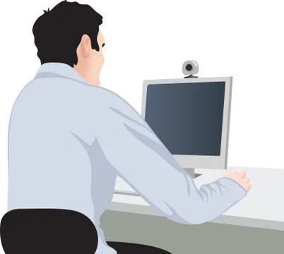 Man and computer Stock Illustration