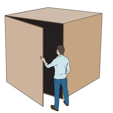 Man and cube Stock Illustration