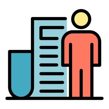 Man and document icon color outline vector Illustrazione stock
