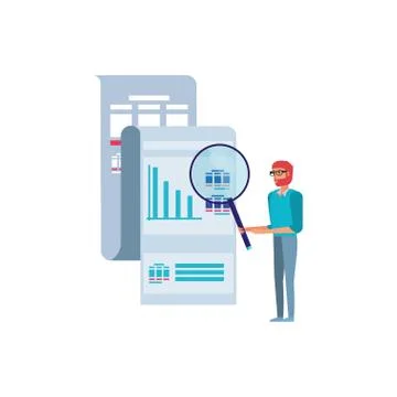Man and document with infographic Stockillustratie