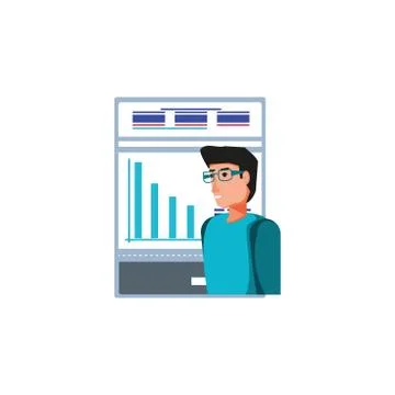 Man and document with infographic Stockillustratie