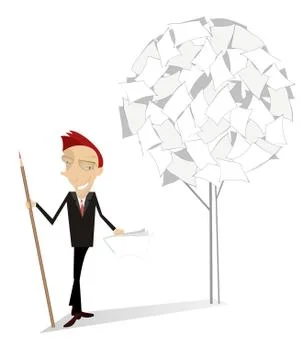 Man and document tree Stock Illustration